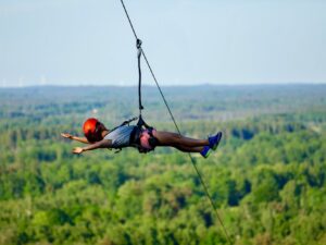 Zipline på Kungsbyggets äventyrspark